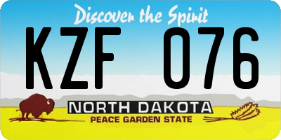 ND license plate KZF076