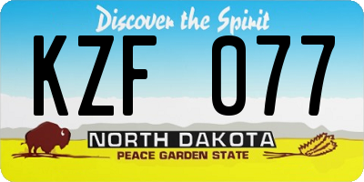 ND license plate KZF077