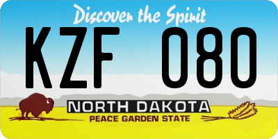ND license plate KZF080