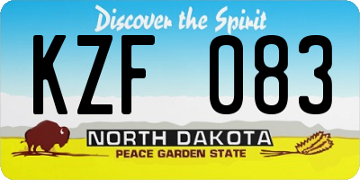 ND license plate KZF083