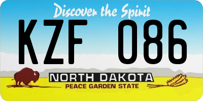 ND license plate KZF086