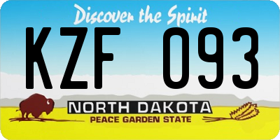 ND license plate KZF093