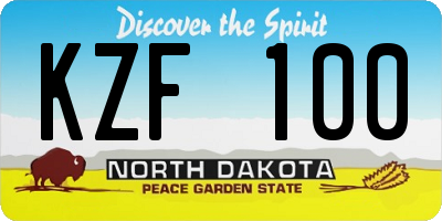 ND license plate KZF100