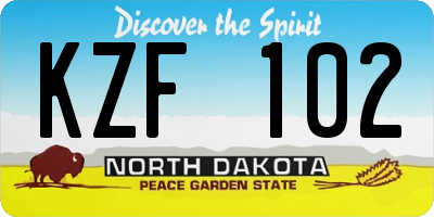 ND license plate KZF102