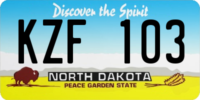 ND license plate KZF103