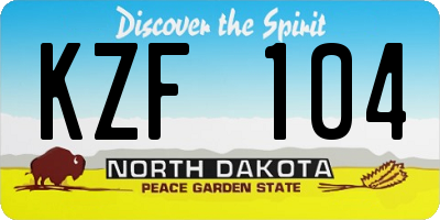 ND license plate KZF104