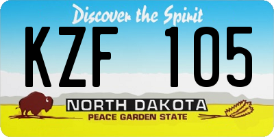 ND license plate KZF105