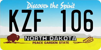 ND license plate KZF106