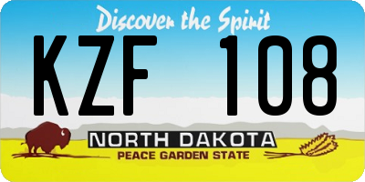 ND license plate KZF108