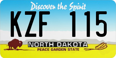 ND license plate KZF115