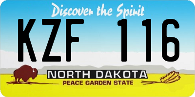 ND license plate KZF116
