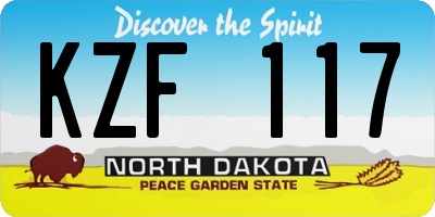 ND license plate KZF117