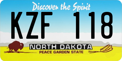 ND license plate KZF118