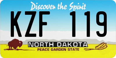 ND license plate KZF119