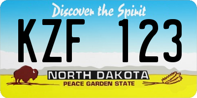 ND license plate KZF123