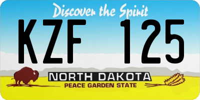 ND license plate KZF125