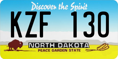 ND license plate KZF130