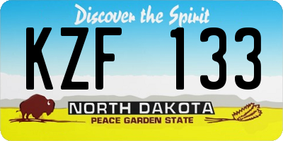 ND license plate KZF133