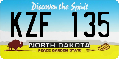 ND license plate KZF135