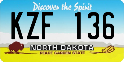 ND license plate KZF136