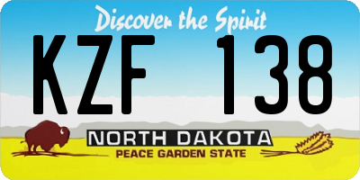 ND license plate KZF138