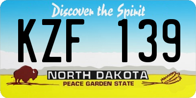 ND license plate KZF139
