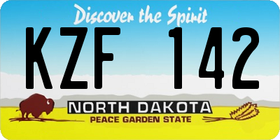ND license plate KZF142