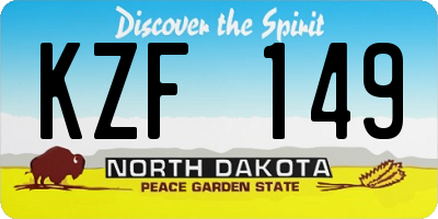 ND license plate KZF149
