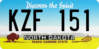 ND license plate KZF151