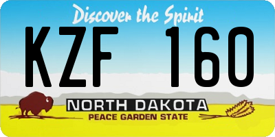 ND license plate KZF160