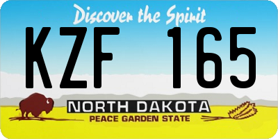 ND license plate KZF165