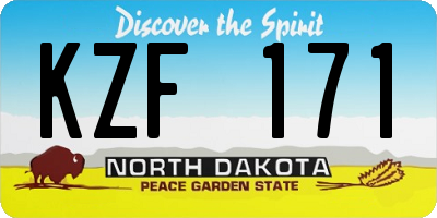 ND license plate KZF171