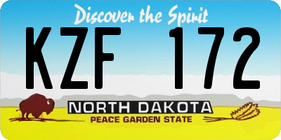ND license plate KZF172