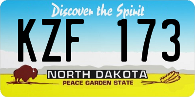 ND license plate KZF173