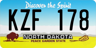ND license plate KZF178