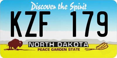 ND license plate KZF179