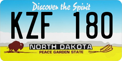 ND license plate KZF180