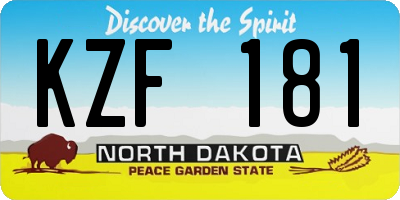 ND license plate KZF181