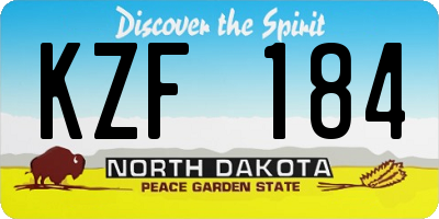 ND license plate KZF184