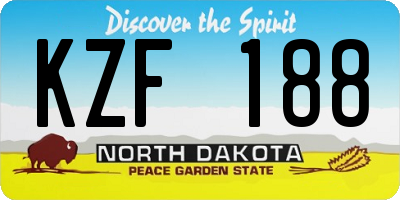 ND license plate KZF188