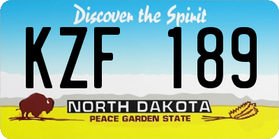 ND license plate KZF189