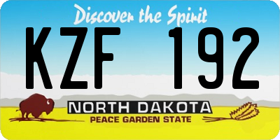ND license plate KZF192