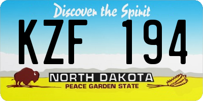 ND license plate KZF194