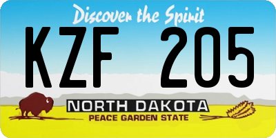 ND license plate KZF205