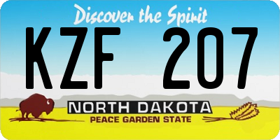 ND license plate KZF207