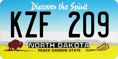 ND license plate KZF209