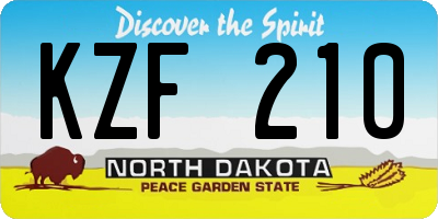 ND license plate KZF210