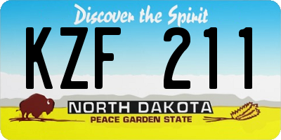 ND license plate KZF211
