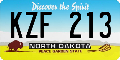 ND license plate KZF213
