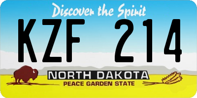 ND license plate KZF214